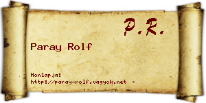 Paray Rolf névjegykártya